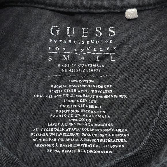 Vintage GUESS USA Established 81 Black w Red Logo Crew Neck Short Sleeve T Shirt - Picture 5 of 6